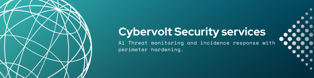 Cybersecurity services team monitoring and protecting business networks from cyber threats, with visual elements of firewalls, data encryption, and real-time threat detection.