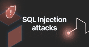 Illustration of an SQL Injection (SQLi) attack, showing a hacker exploiting a vulnerable web application's database to inject malicious SQL queries and gain unauthorized access to sensitive data.