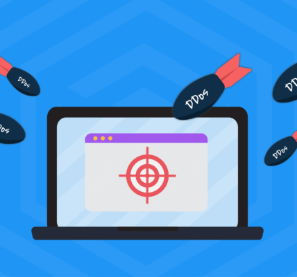 Illustration of a Denial-of-Service (DoS) attack, showing an overload of traffic or malicious requests overwhelming a web server, causing service disruption and preventing legitimate users from accessing the website.