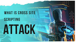 Illustration of a Cross-Site Scripting (XSS) attack, showing a hacker injecting malicious JavaScript code into a vulnerable web application.
